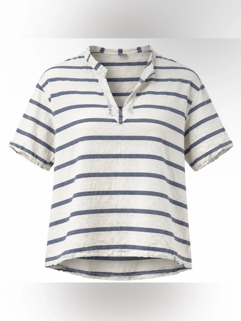 Boomil 100% Cotton Made in Greece Nautical Coastal Pop Over Top Size L Stripped